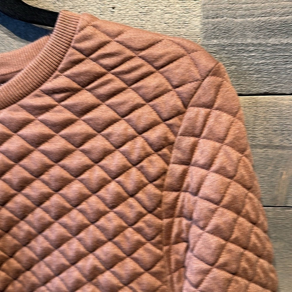 NWT Threadbare crop camel color quilted crop sweatshirt size 4 - Picture 3 of 7